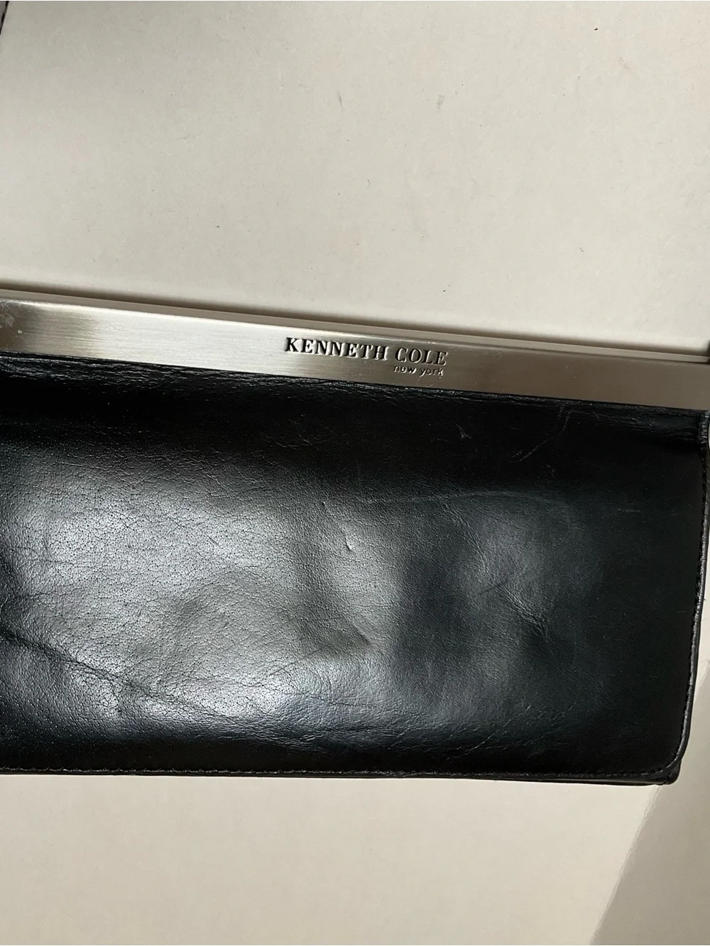 Kenneth Cole Black Mini Flap Shoulder Bag Purse Baguette Top-Frame Shoulder Bag